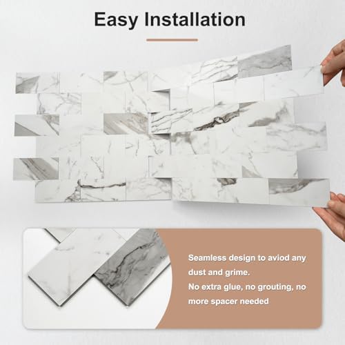 STICKGOO 10-Sheet Subway Tile Peel and Stick Backsplash, Seamless Design Glossy - Image 5