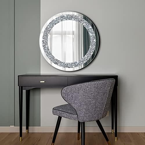 Crystal Crush Diamond Sparkly Round Silver Mirror - Image 6