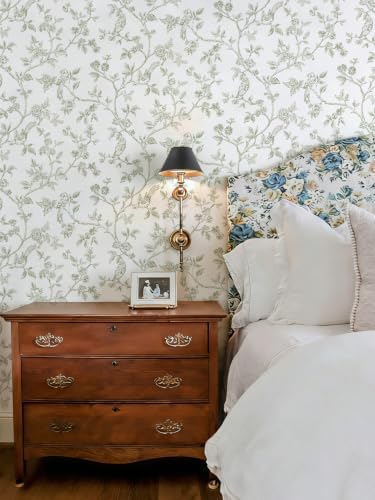 Orainege Peel and Stick Wallpaper Vintage Floral Birds Wallpaper Removable - Image 2