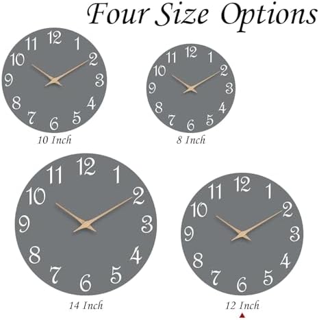Mosewa Wall Clock Silent Battery Operated 12" Modern Simple Wooden - Image 5