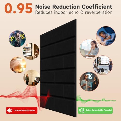 24 Pack Acoustic Panels, 11.8”x11.8” Brick Soundproof Wall Panels - Image 4