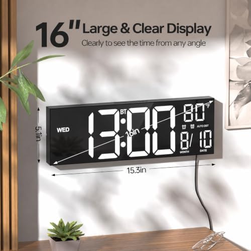 JALL 16.2" Large Digital Wall Clock - Image 2