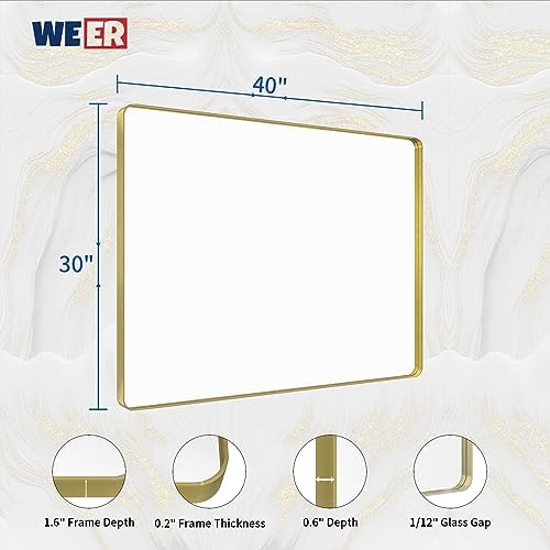 WEER Gold Bathroom Vanity Mirror 40X30 Inch - Image 6