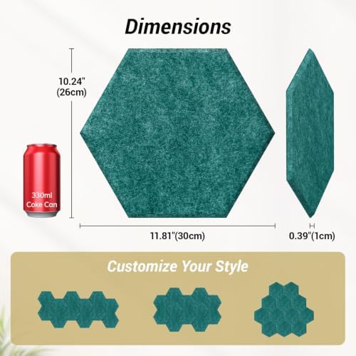 TONOR 12 Pack High Density Hexagon Acoustic Panels - Image 5