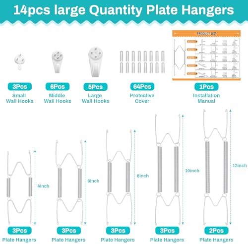 14 pcs Plate Hangers for The Wall, 4/6/8/10/12 Inch Invisible Decorative Wall - Image 3