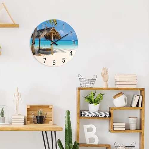 XFM Tropical Beach Wall Clock Battery Operated 12 Inch - Image 2