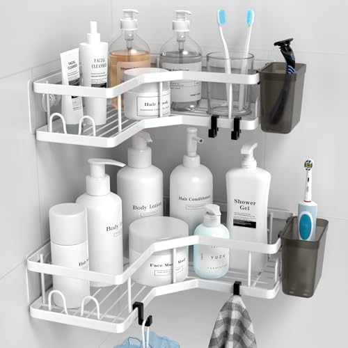 AKTECKE Shower Caddy Corner Organizer Shelf: 2Pack Adhesive Shower Essentials - Image 2