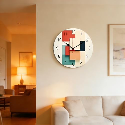 12 Inch Wooden Wall Clocks, Silent Non-Ticking Battery Operated - Image 4