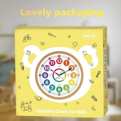 Roymnie 12" Wall Clock for Kids Learning Battery Operated Teaching Silent - Image 3