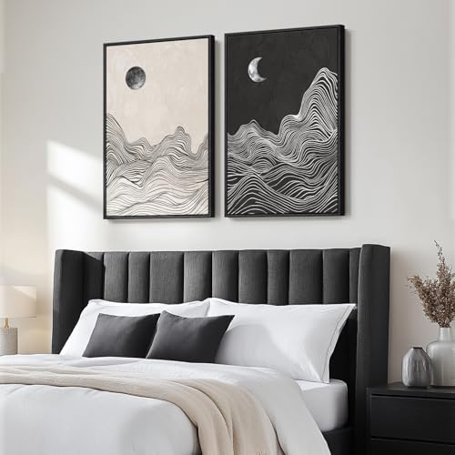 Large Framed Black White Abstract Wall Art - Image 2