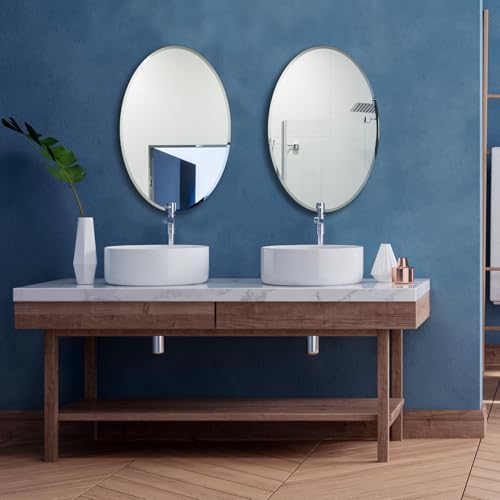 Bathroom Mirror for Over Sink 20" x 28" Oval Frameless Wall Mirror - Image 4