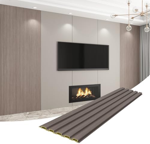 Slat Wall Panel 8-Pack, 118’’x6.3’’, Smoky Oak by Unknown