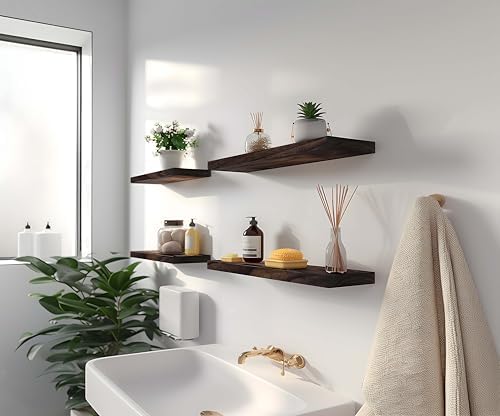 YYWUOJJ Wood Floating Shelves for Wall Decor, Rustic Wall Shelves for Bedroom - Image 3