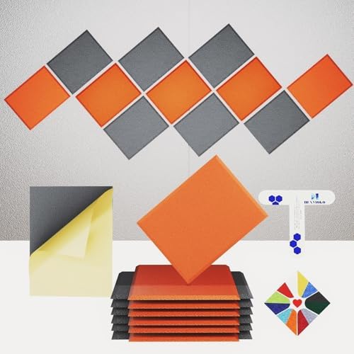 12 Pack Self-Adhesive Acoustic Panels, 2nd Generation Sound Absorbing Panel by DEXMOKO