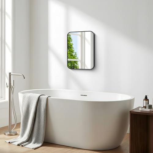BONEWEI 16x20 inch Bathroom Mirror, Wall Mounted Bathroom Frame Vanity Mirror - Image 4