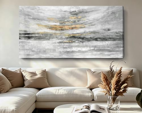 Nicetop 58x29" Large Black and White Abstract Coastal Wall Art - Image 6