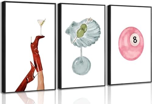 Funky Martini Posters Wall Art, Trendy Preppy Pictures Wall Decor.24x16in by YZLYADWALLART