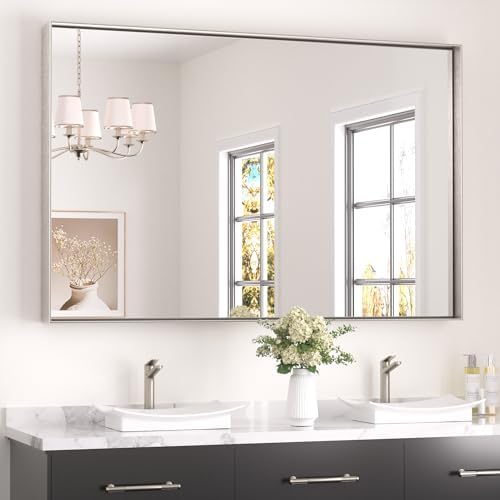 Keonjinn 55x36 Inch Nickel Bathroom Mirror by Keonjinn