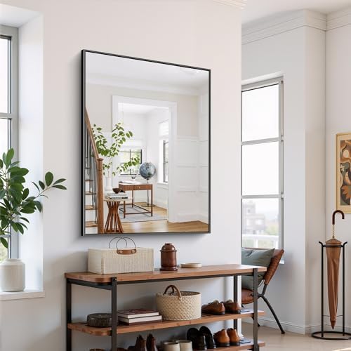 YIROMAN Bathroom Mirror for Wall 48"x36", Large Matte Black Bathroom Mirror - Image 5