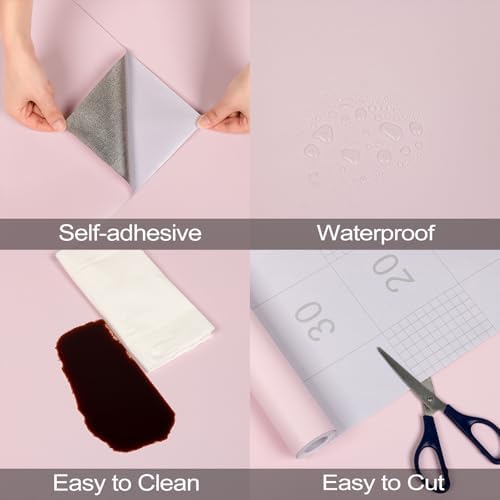 Light Pink Peel and Stick Wallpaper Self-Adhesive Contact Paper Not Torn - Image 2