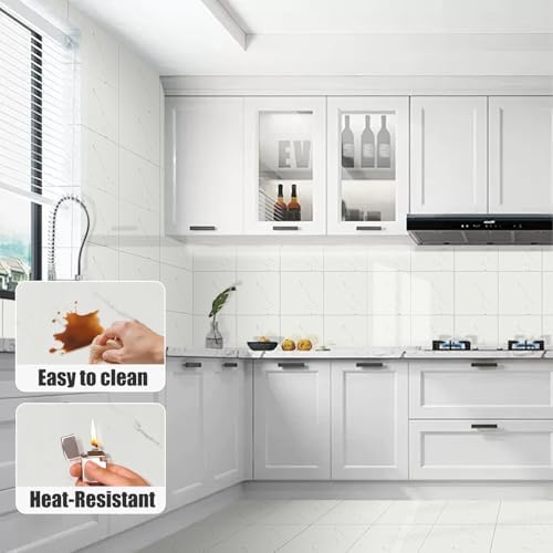 60pcs Peel and Stick Shower Tile Waterproof Off White Marble Tiles Wall Panels - Image 2