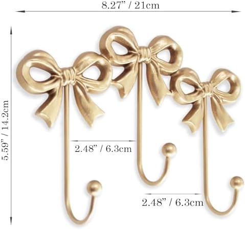 Small Gold Bow Wall Hook, Size:8.27x5.59 inches - Image 5