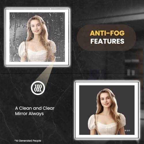 LOAAO 40"X38" LED Bathroom Mirror Black Framed - Image 4