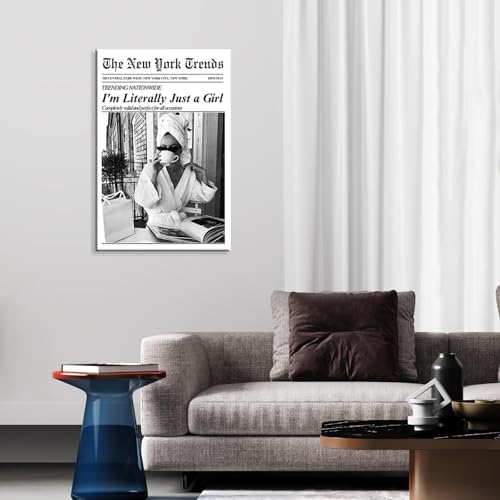 Vintage Black White Newspaper Canvas Wall Art I'M Literally Just A Girl - Image 7