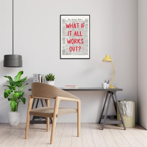 Red Retro Newspaper Wall Art Trendy Inspirational Quote Poster What If It All - Image 6