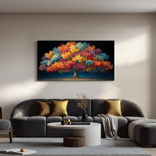 YISXINOAG Colorful Tree of Life Wall Art Modern Landscape Painting 20"X40" - Image 3