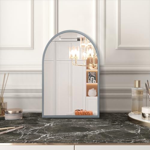 Wall Mirror Arched Bathroom Mirrors Aluminum Alloy Frame Contemporary Hanging - Image 3