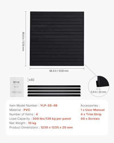 VEVOR Slat Wall Paneling, 4 x 4 ft, PVC Garage Slatwall - Image 7