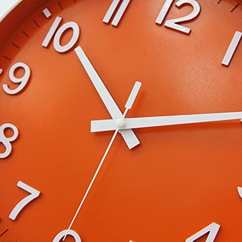 HZDHCLH 12 Inch Silent Wall Clock Battery Operated Non Ticking Orange White - Image 5