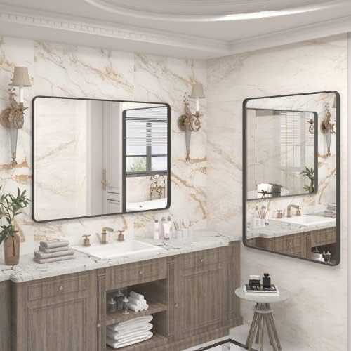 44x30 Inch Black Metal Framed Bathrrom Mirror - Image 5