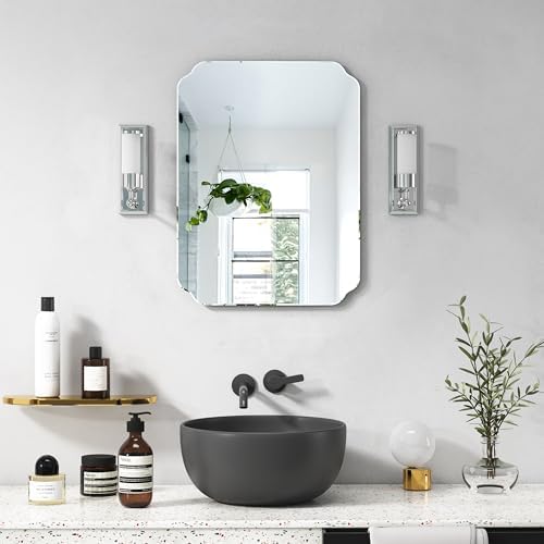 18x24 Inch Bathroom Mirrors for Over Sink, Frameless Mirrors for Wall by JACUKO