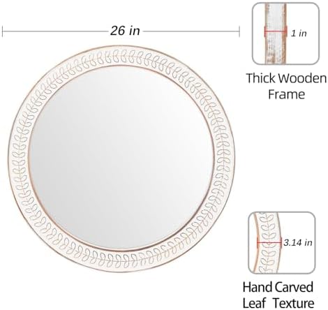 26 inch Round Mirrors for Wall Wood Circle Mirror - Image 4