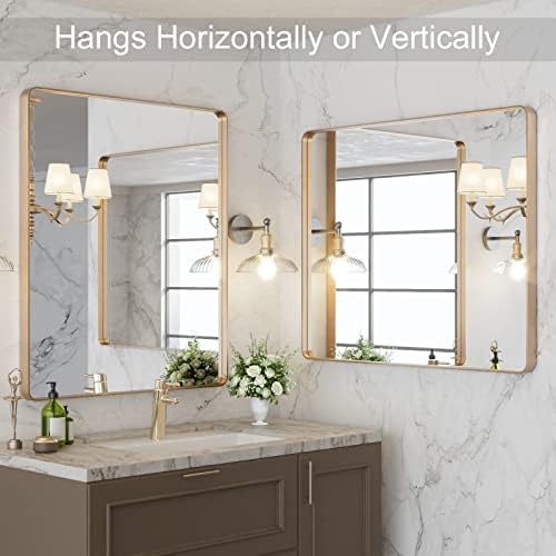 LOAAO 30"X36" Gold Bathroom Mirror - Image 4