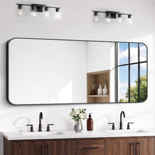 BONEWEI 66x30 inch Large Bathroom Mirror, Wall Mounted Bathroom Frame Vanity by BONEWEI