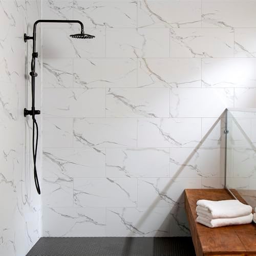 Palisade 23.2 in. x 11.1 in. Vinyl Wall Tiles in Carrara Marble - Image 2