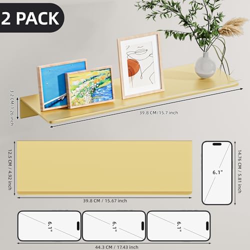 HNVNER Brushed Gold Floating Wall Shelves 4 Packs, Shower Shelf 15.7x4.9 - Image 2