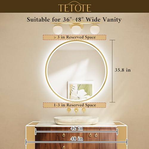 TETOTE Gold Led Round Mirror - Image 2