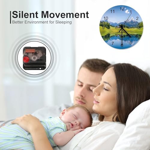 Scenic Nature Wood Wall Clock, Natural Grassland Lake Landscape Woodland - Image 6
