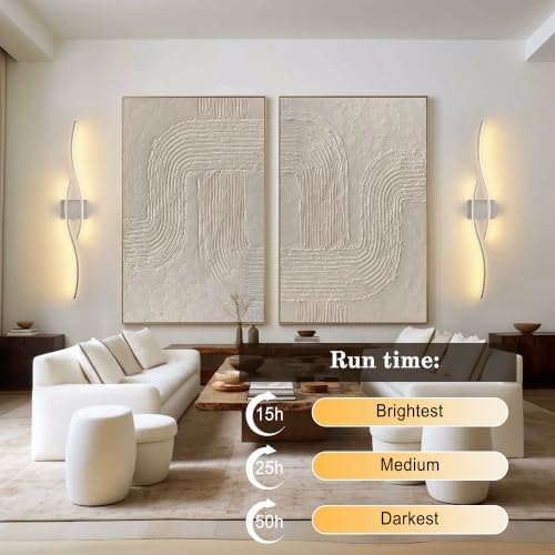 KARTOOSH Wireless Wall Sconces Set of 2, Dimmable LED Sconce - Image 3
