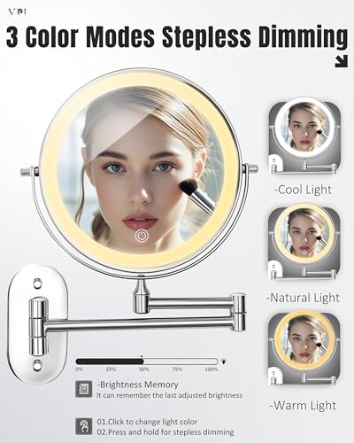 30X/1X 8 Inch Wall Mounted Magnifying Makeup Mirror - Image 3