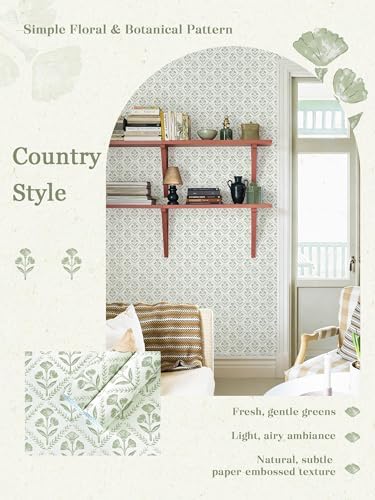 Dimoon Green Peel and Stick Wallpaper Floral Contact Paper Village Vintage - Image 4