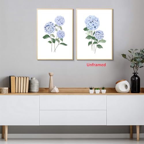 Hydrangea Wall Art Set of 3, Modern Minimalist Botanical Room Decor, - Image 5