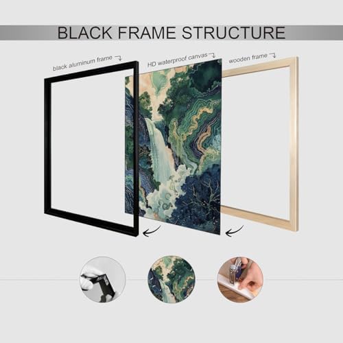 Japanese Landscape Black Framed Prints Poster Abstract Nature Mountain Canvas - Image 2