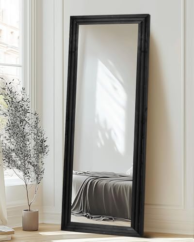 65x22in Full Length Mirror, 3-Tier Stepped Solid Wood Frame - Image 5