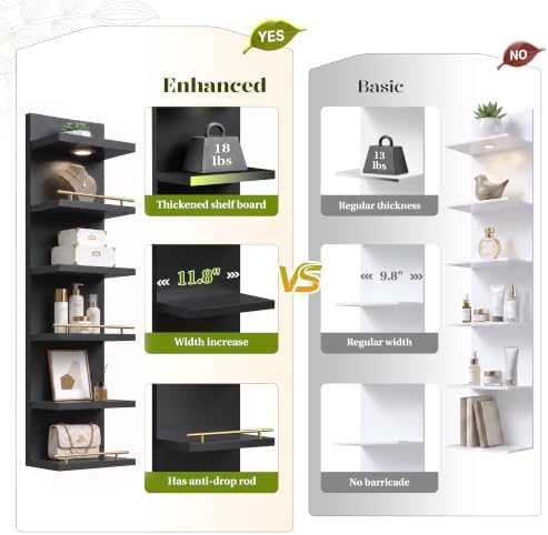 REIBII 6 Tier Wall Shelf Unit, LED Light - Image 4