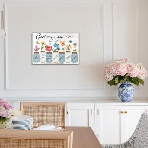 Inspirational Floral Canvas Wall Art: God Says You Are Positive Quotes Wall - Image 5